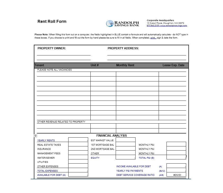 Rent Roll Template