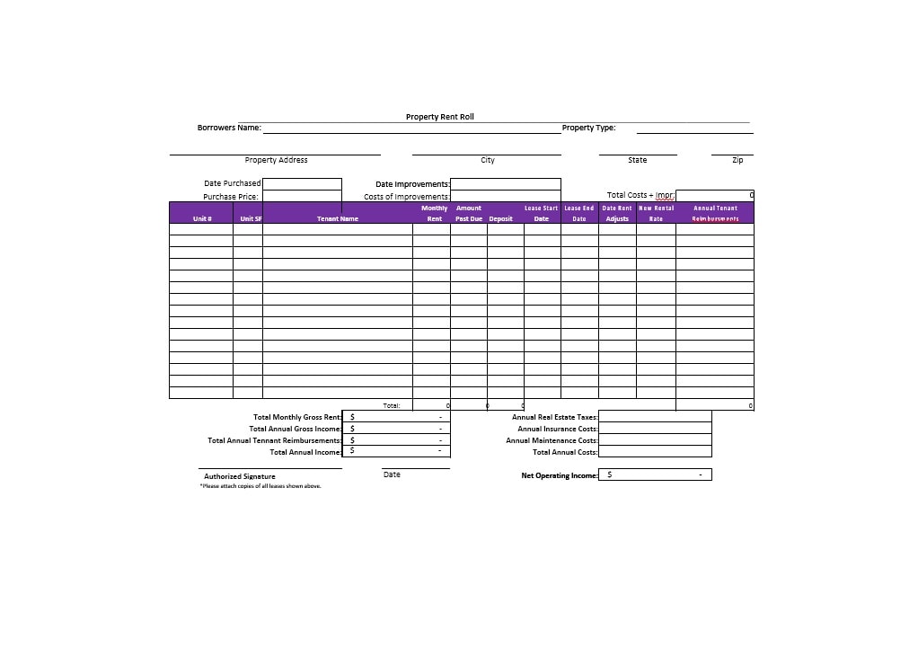 Rent Roll Template