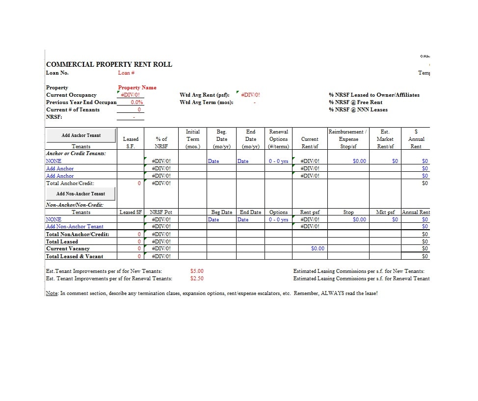 Rent Roll Template