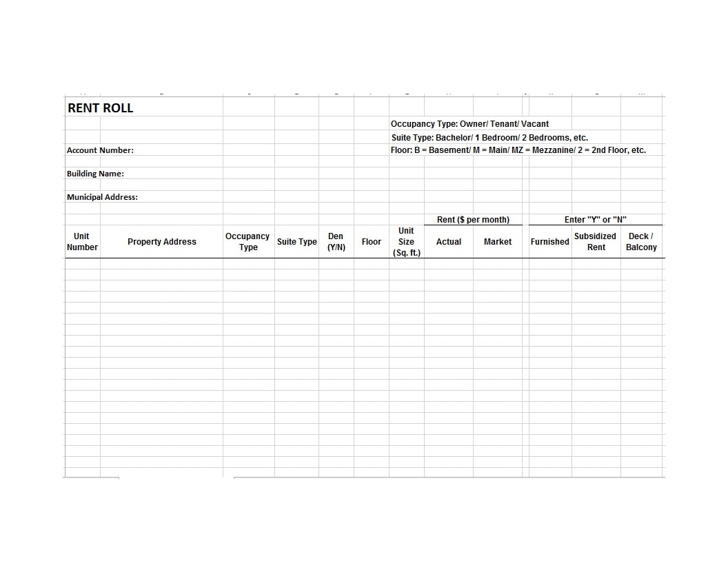 Rent Roll Template