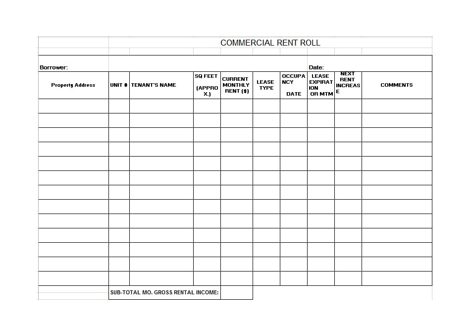 Rent Roll Template