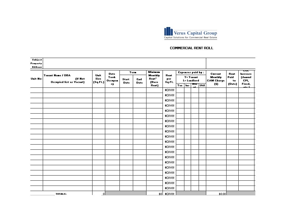 Rent Roll Template