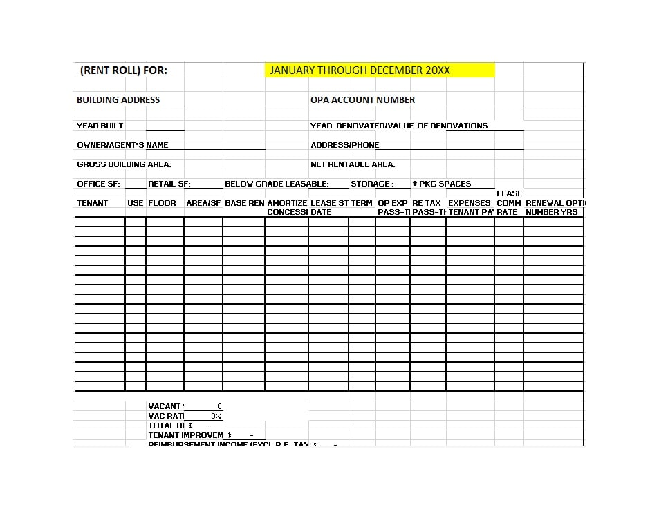 Rent Roll Template