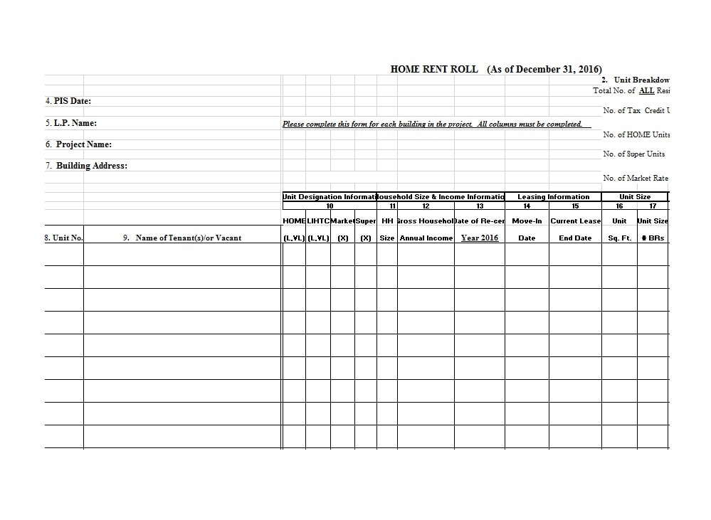 Rent Roll Template