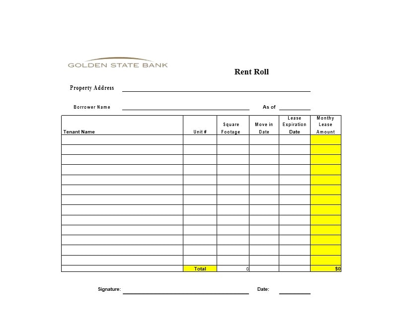 Rent Roll Template