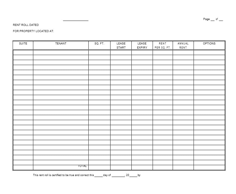 Rent Roll Template