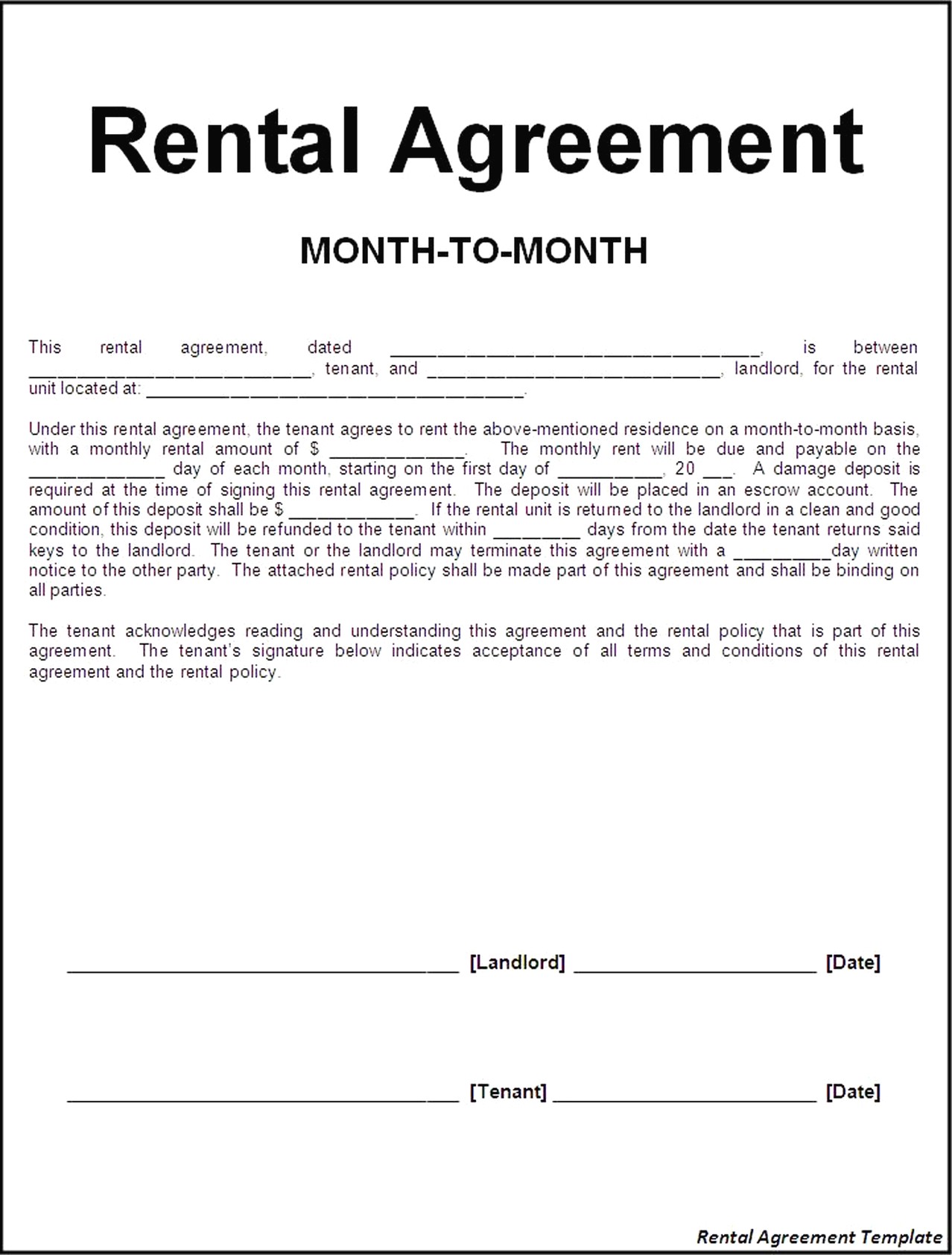 Rental Agreement Template