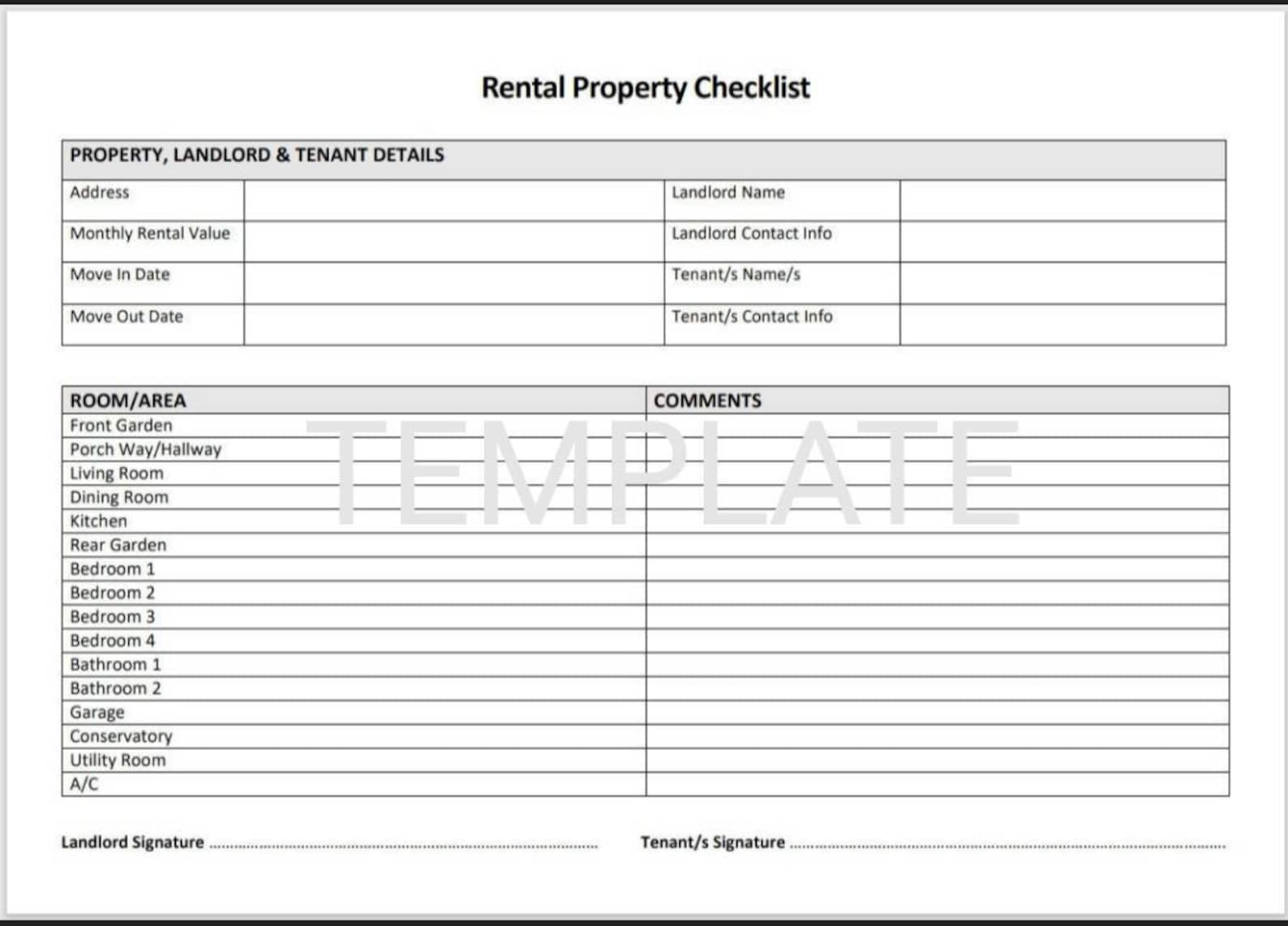 Rental Building Inventory Worksheet Template Example