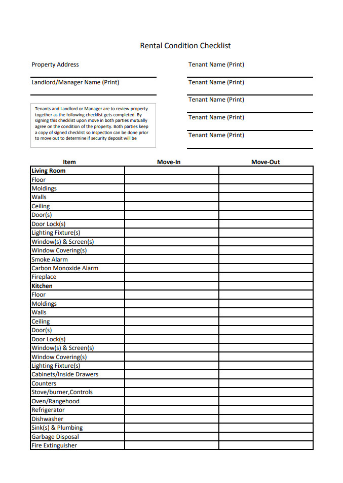 Rental Property Deductions Checklist Template