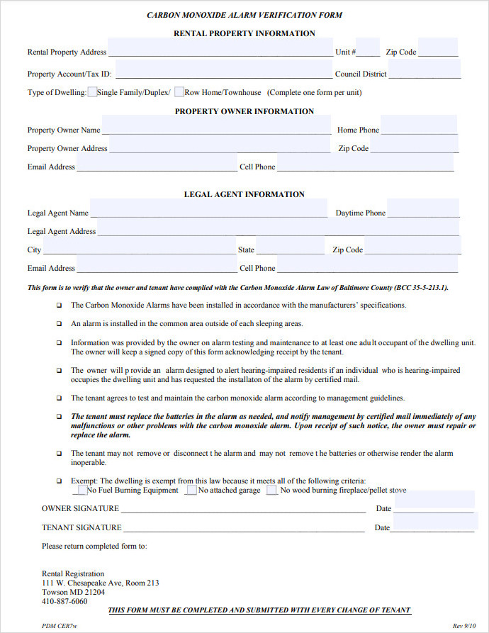 Rental Verification Form