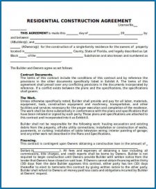 √ Free Printable Residential Construction Contract Template