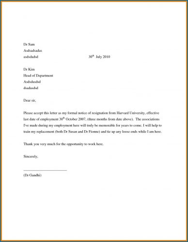 √ Free Printable Resignation Letter Of Job Template