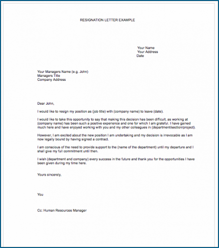 √ Free Printable Resignation Letter Template Word