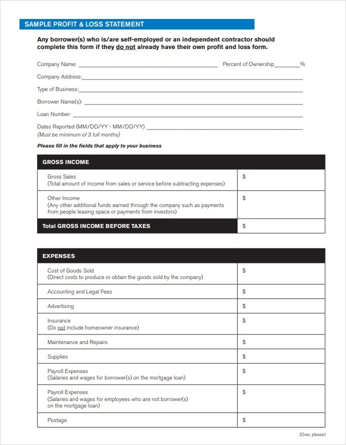 Restaurant Profit and Loss Statement Template