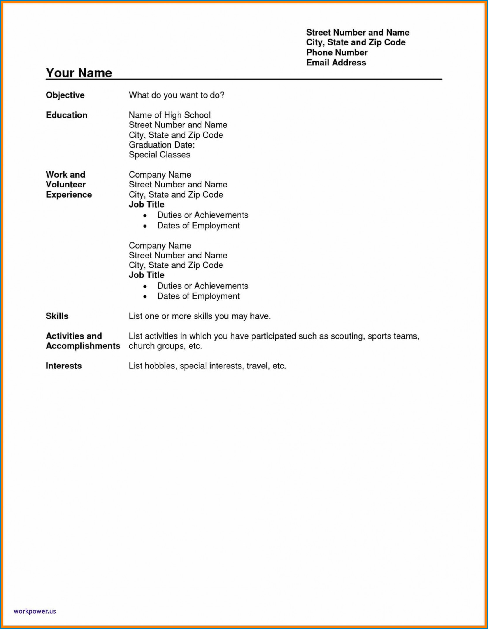  Resume Template For High School Student