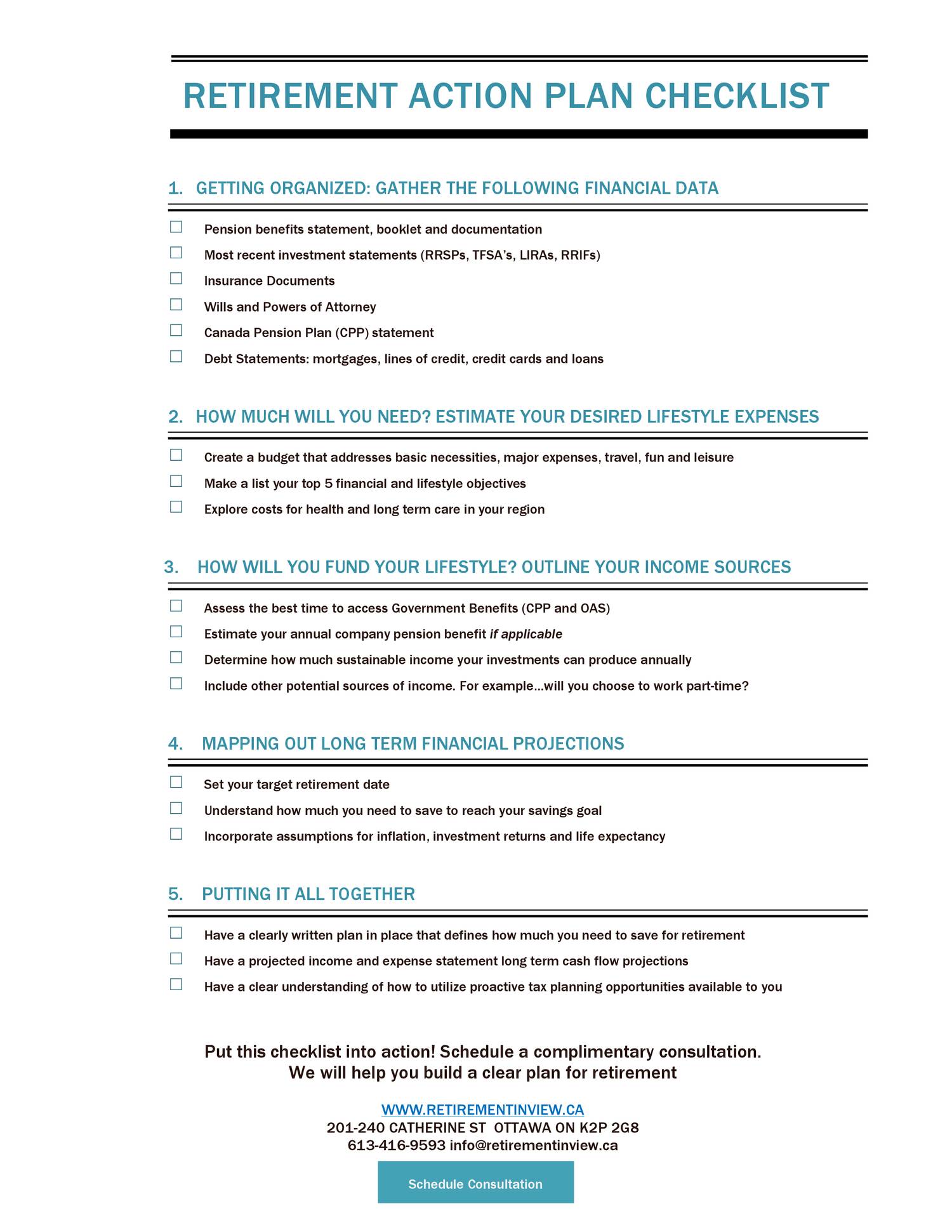 Retirement Planning Checklist Template Sample