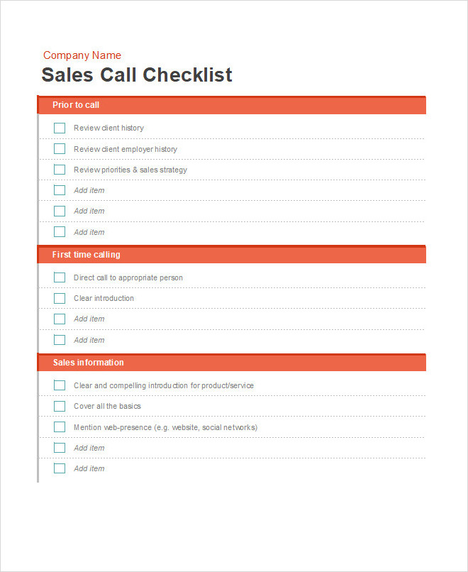 Sales Call Log Excel Template