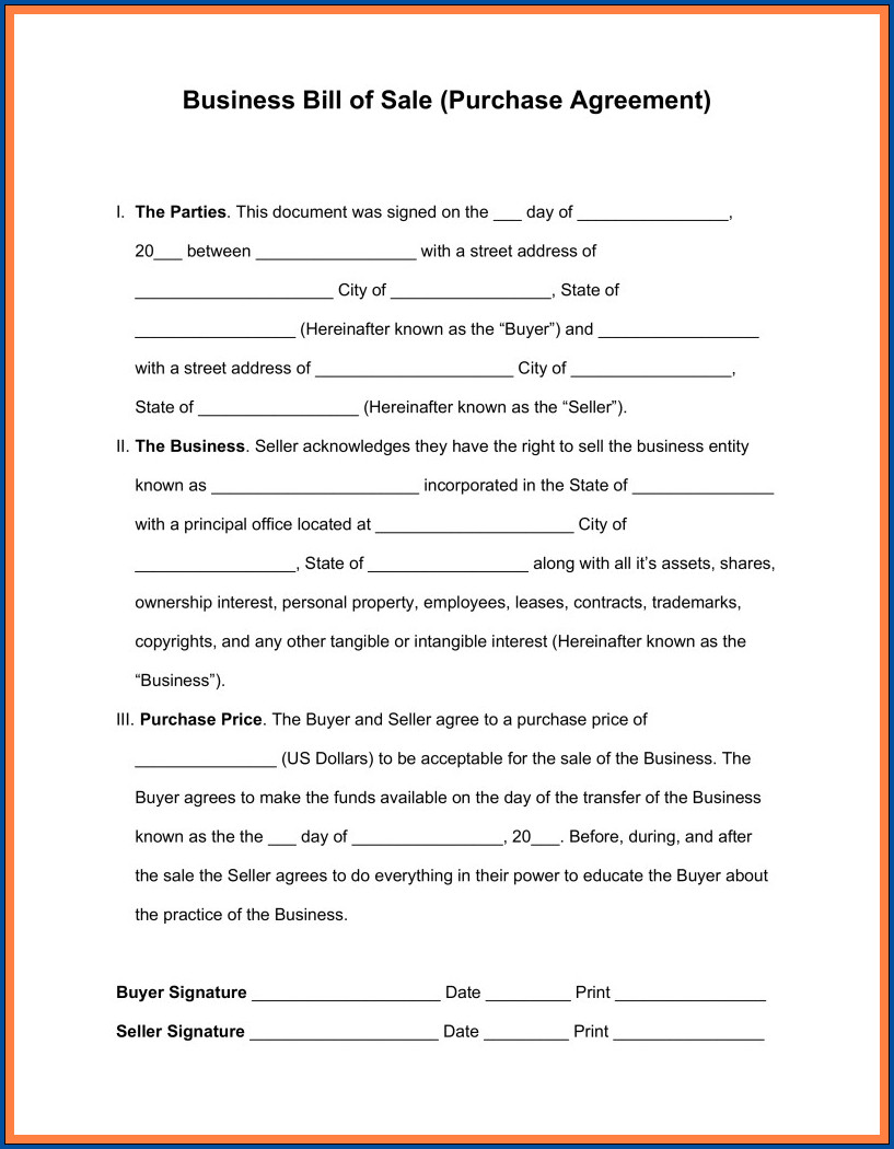 Sales Contract For Business Sample