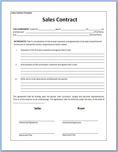 √ Free Printable Sales Contract Template