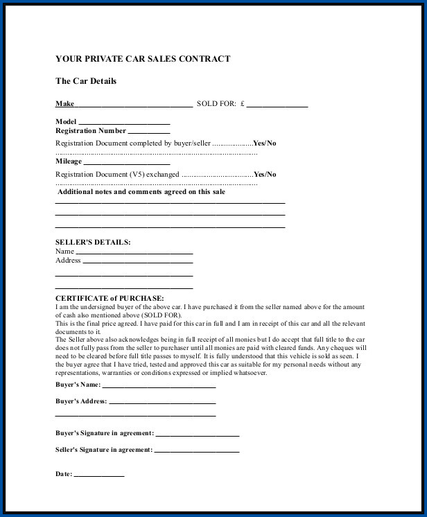 Sales Contract Template Sample