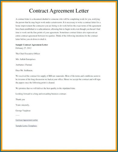 √ Free Editable Agreement Letter Between Two Parties