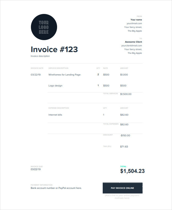 Sample of Artist Invoice Template | Templateral