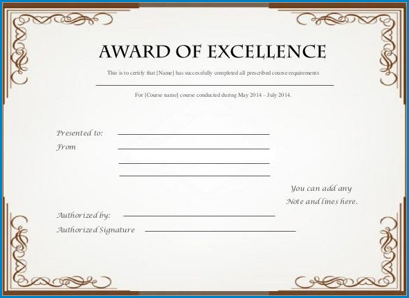 Sample of Award Certificate Template