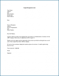 √ Free Printable Basic Resignation Letter Template