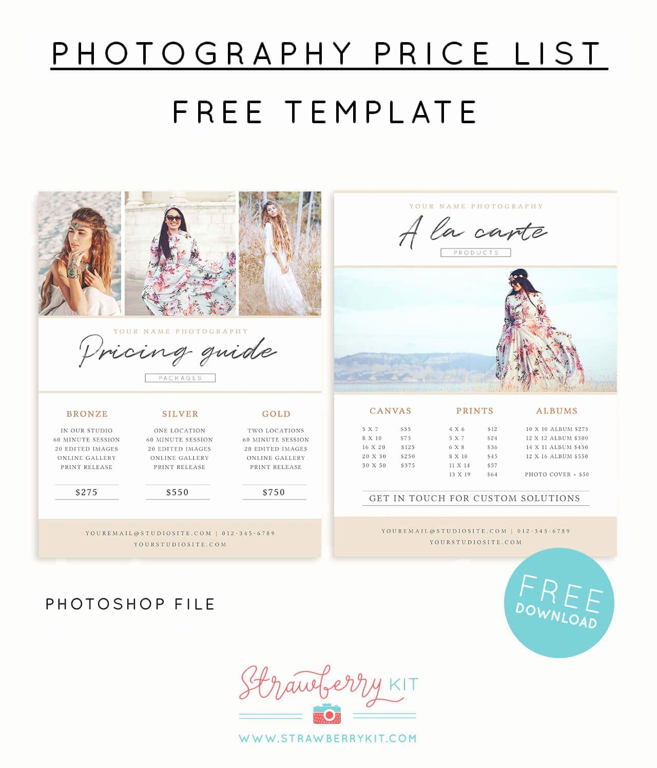 Sample of Beginner Photography Price List Template