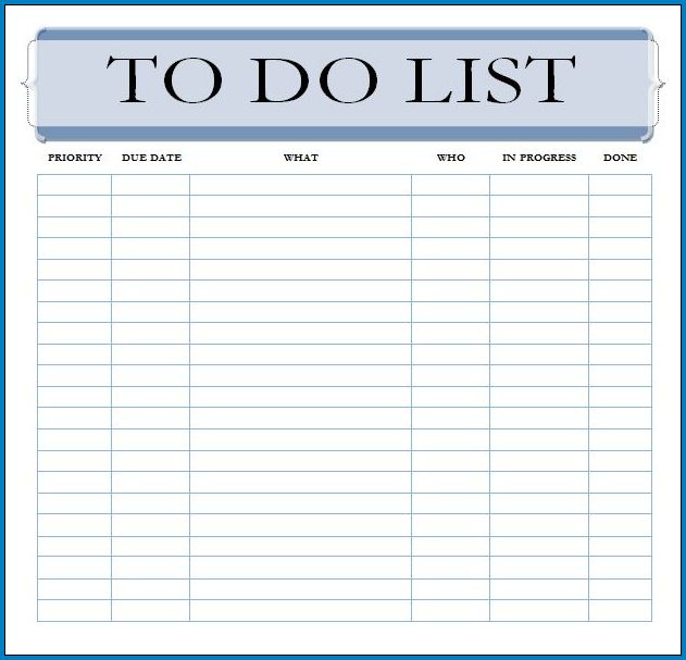 Sample of Best To Do List Template