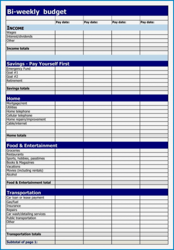 √ Free Printable Bi Weekly Budget Template Excel