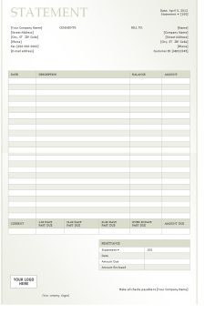 Sample of Billing Statement Worksheet Template