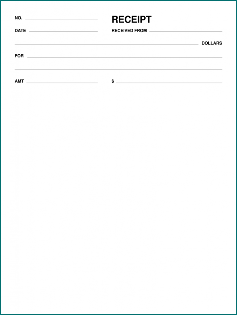 √ Free Printable Blank Receipt Form Template