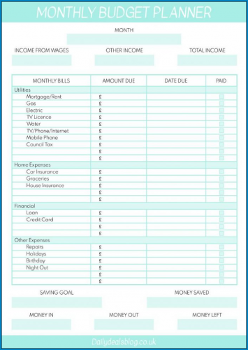 budget planner template pdf