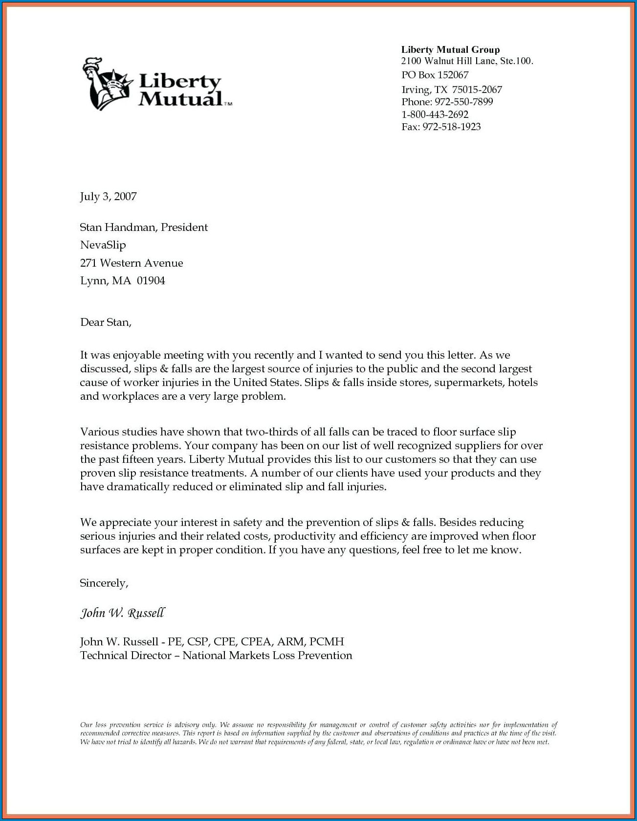 Sample of Business Letter Template