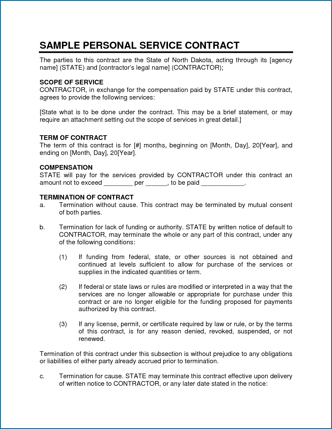 Sample of Business Services Contract Template