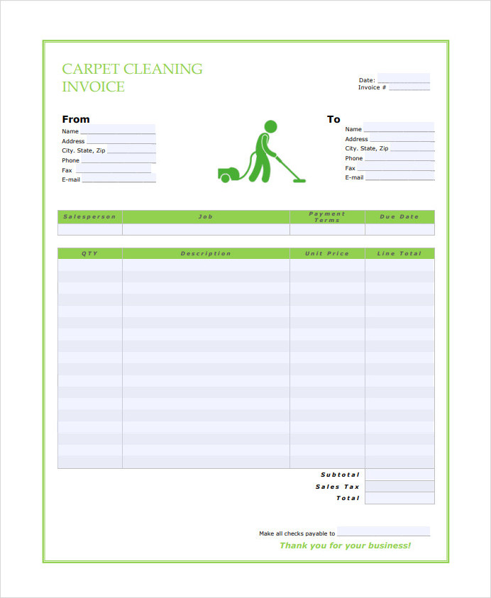 Sample of Carpet Cleaning Receipt Template