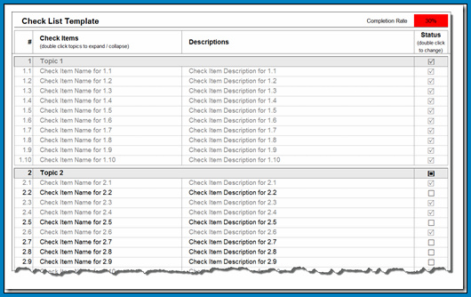 Sample of Checklist Template In Excel