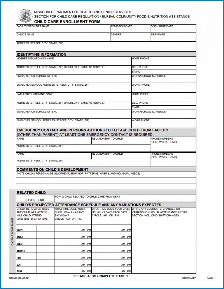 free-printable-childcare-enrollment-form