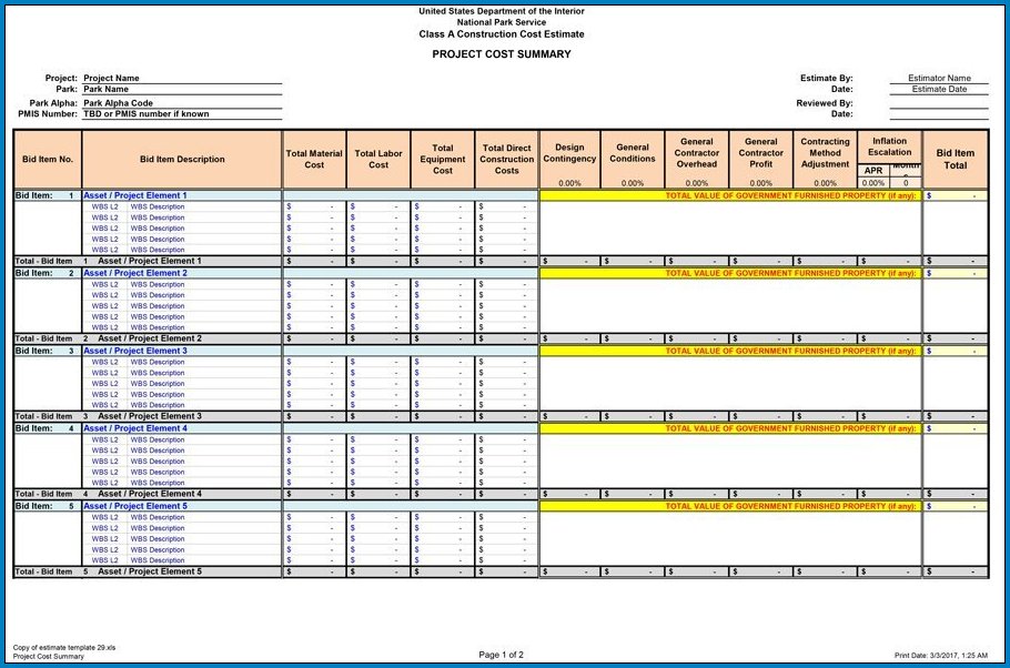 Project Cost Estimation Template from www.templateral.com