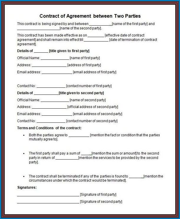 Sample of Contract Agreement Template Between Two Parties