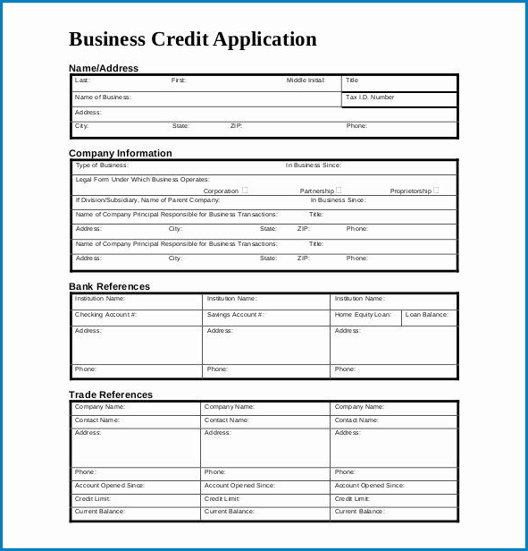 √ Free Printable Credit Application Form for Business