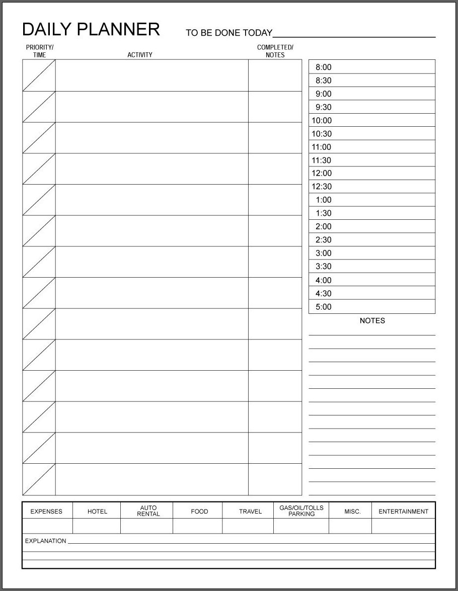  Free Printable Daily Planner Template