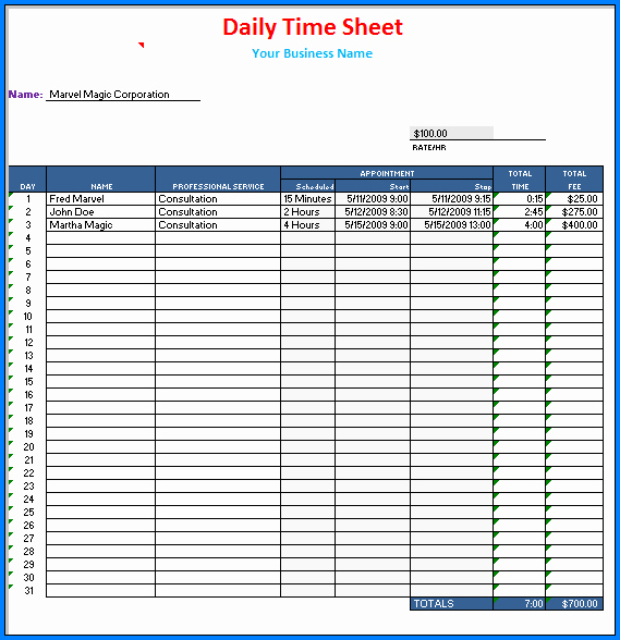 17 Excel Daily Timesheet Template With Formulas Gif Formulas