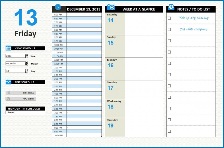 √ Free Printable Daily Work Schedule Template