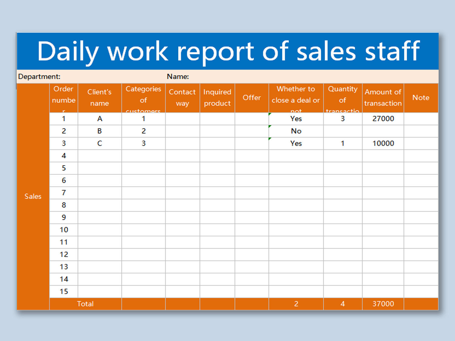 Sample of Daily Work Status Sheet Template