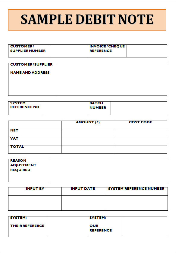 Sample of Debit Note Template | Templateral