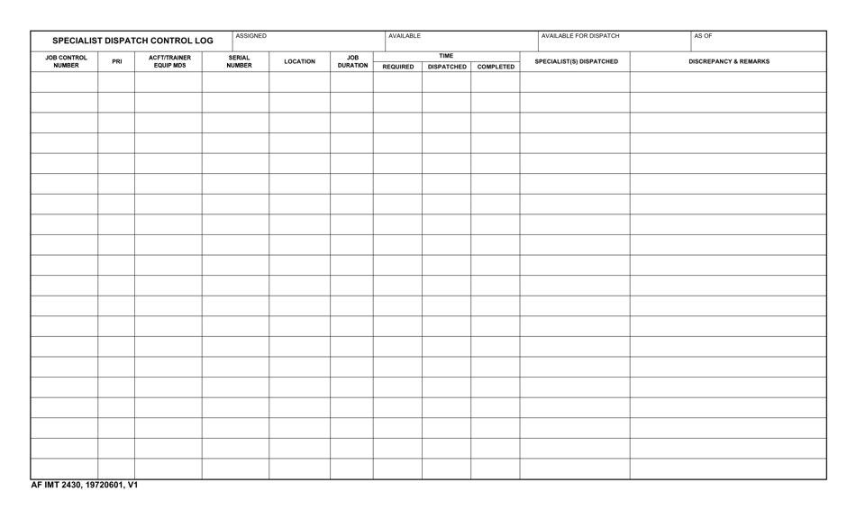 Sample of Dispatcher Logbook Template