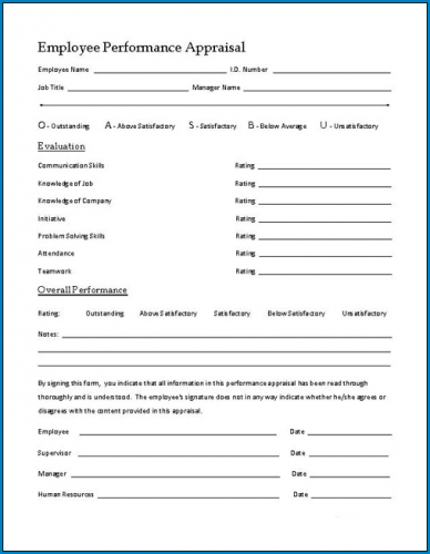 √ Free Printable Employee Performance Appraisal Form