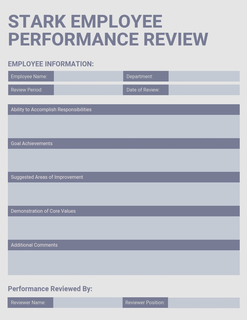 Sample of Employee Review Template